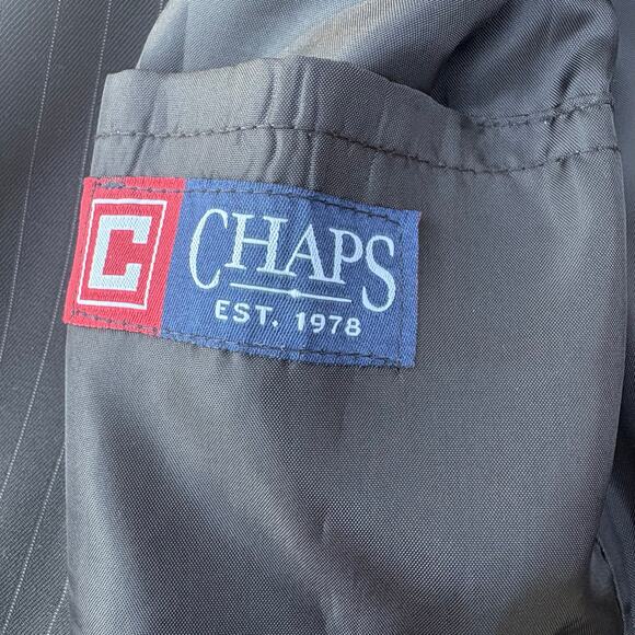 Chaps Blazer Boys Kids Sz 10 Regular Black Pinstripe Two Button Single Breasted - Picture 6 of 11
